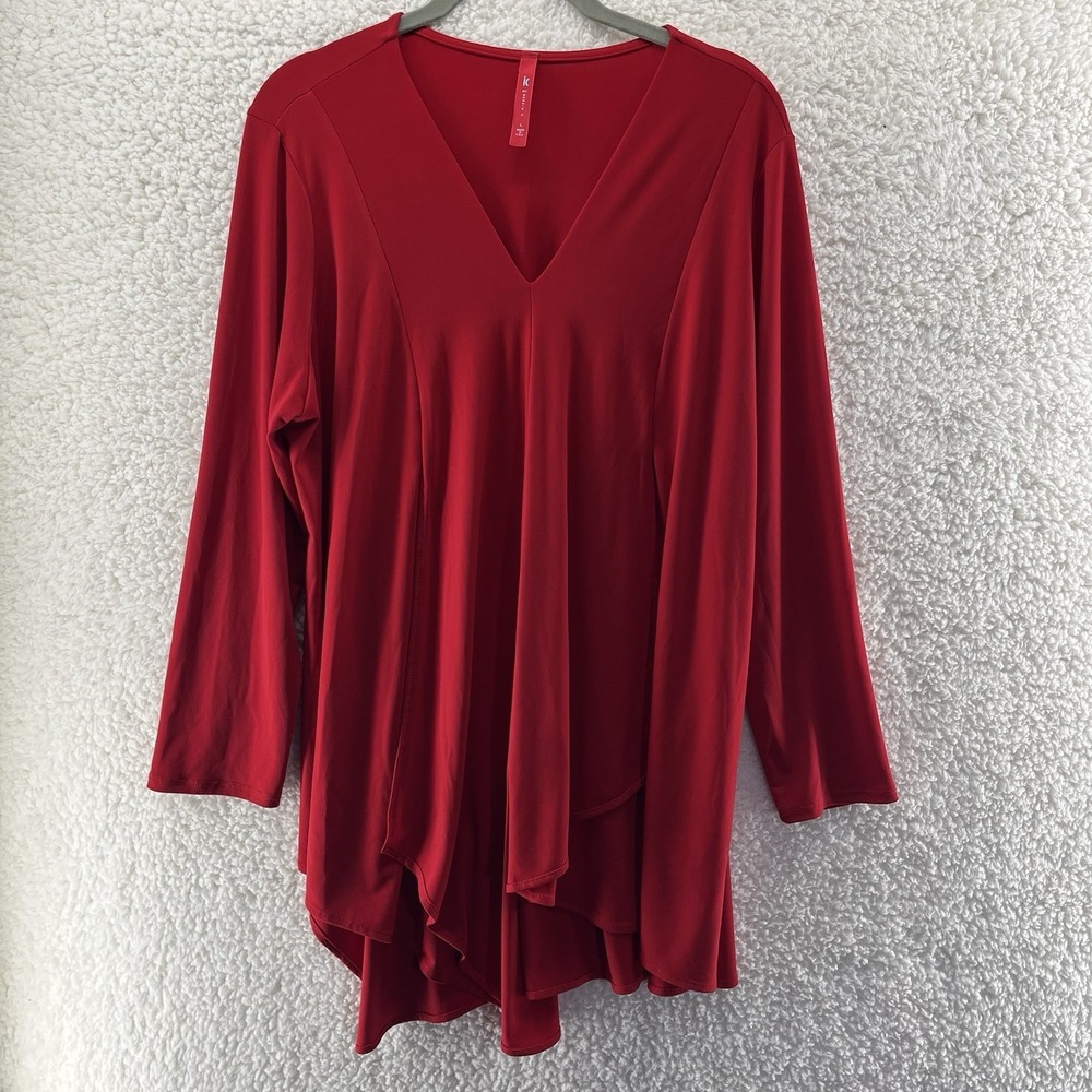 IC by Connie K Tunic Women's Size Large Red Layered Lagenlook Wearable Art